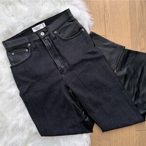 Abercrombie & Fitch The Ankle Ultra High Rise Straight Leg Jeans Faux Leather